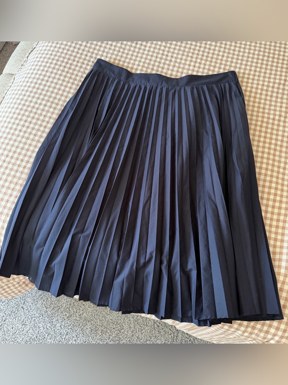Free Assembly Pleated High Waisted Circle Schoolgirl Navy Midi Skirt Size 2X